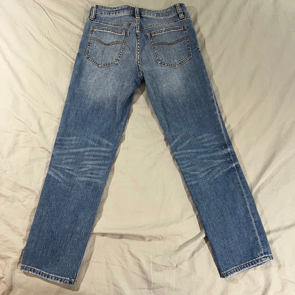 FREE PEOPLE Jeans Womens Size 25x26 Distressed Blue Denim Waist Cropped Straight